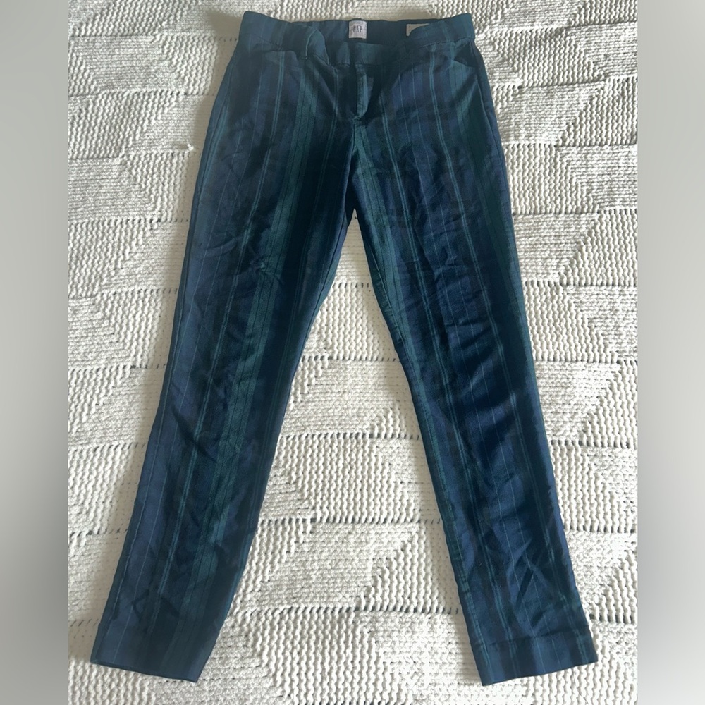 GAP Blue & Green Plaid Signature Skinny Ankle Pant 6